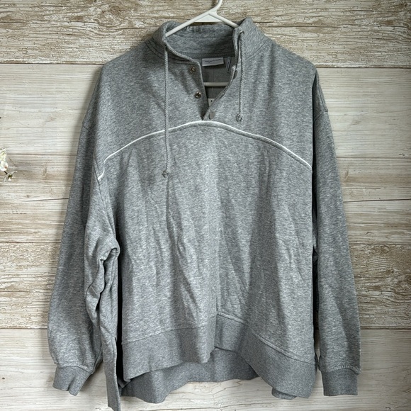 Urban Outfitters Out From Under Belmar Henley Popover Grey Sweatshirt Size XS - Picture 1 of 9